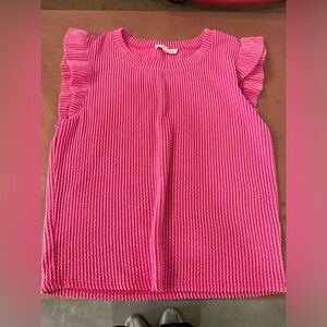 Pink ruffle sleeve top juniors